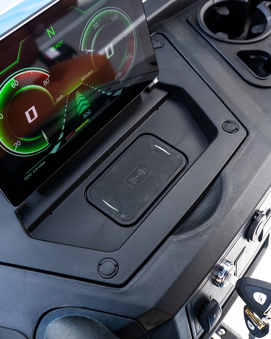 Touchscreen and controls inside an Aries EV